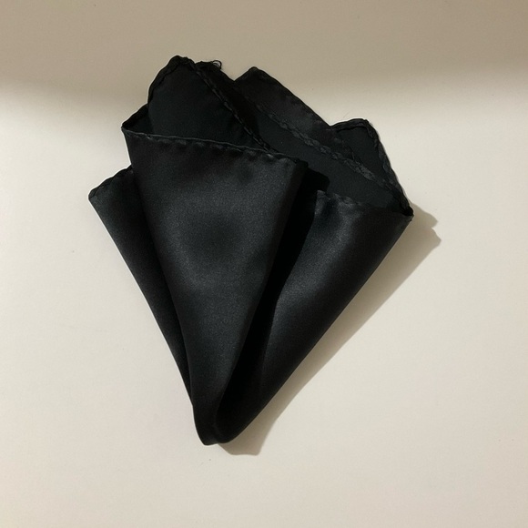 Men's Pocket Square Black Silk Scarf Handkerchief - Picture 5 of 6